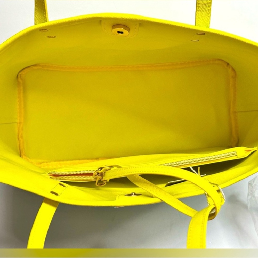 Trina Turk Lemon Print Tote bag and wallet- Blue and Yellow - Picture 3 of 16